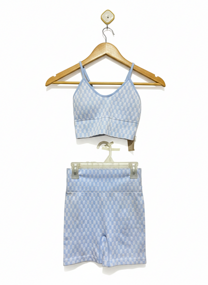 ANKO |XSMALL| Blue and White Checkerboard Activewear Set