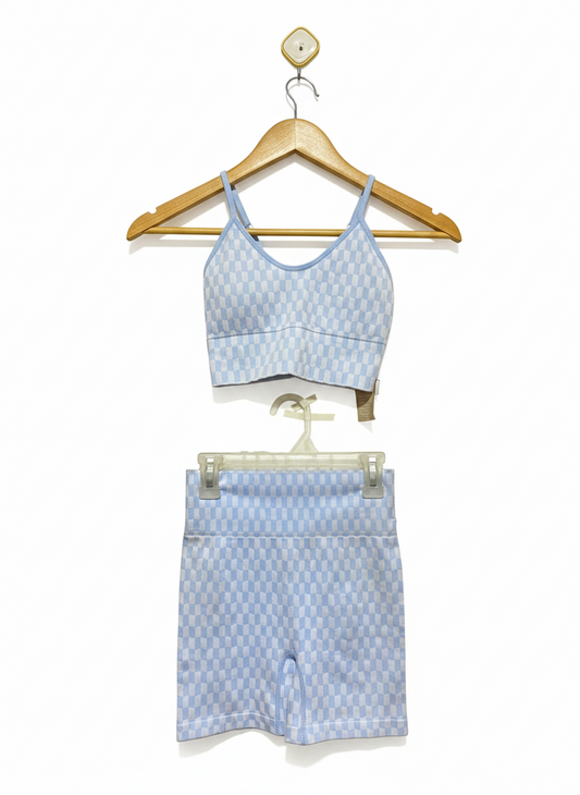 ANKO |XSMALL| Blue and White Checkerboard Activewear Set