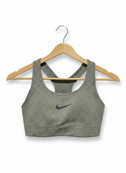 NIKE |XS| BUST 12| HEATHERED GRAY RACERBACK SPORTS BRA CLASSIC SWOOSH LOGO