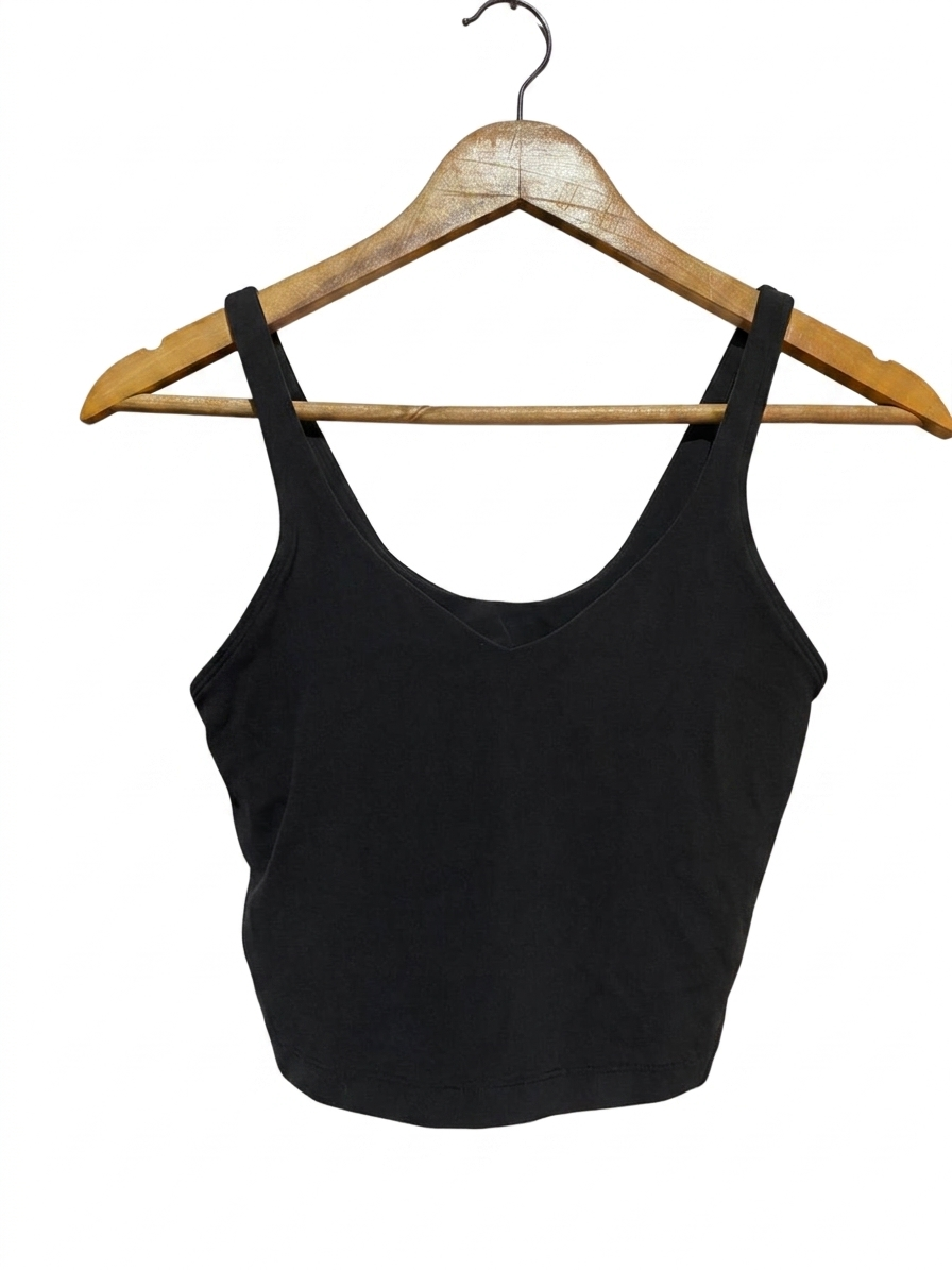 LULULEMON  | S |BUST 13| PREMIUM BLACK V-NECK CROP TANK TOP