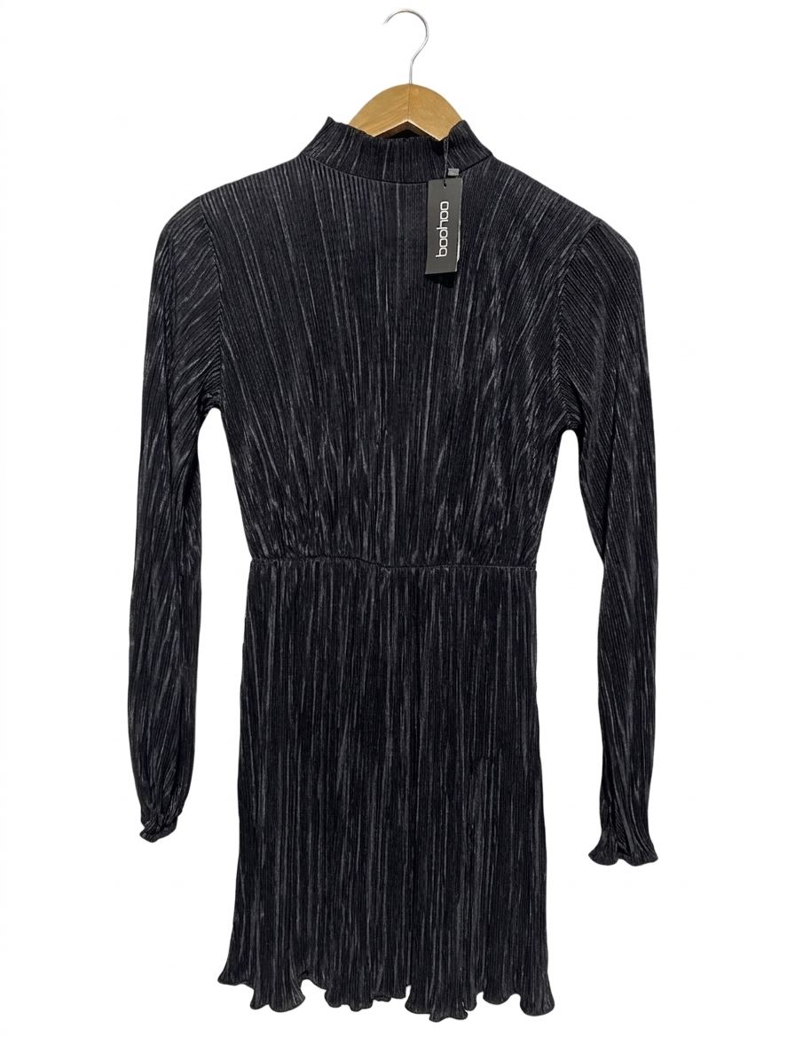 BOOHOO | S| BUST 17| B10 | PREMIUM BLACK LACE-FLARE SLEEVE TUNIC DRESS FOR WOMEN