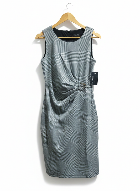 ENFOCUS STUDIO|S/M|BUST 16.5|Black and White Checkered Midi Dress