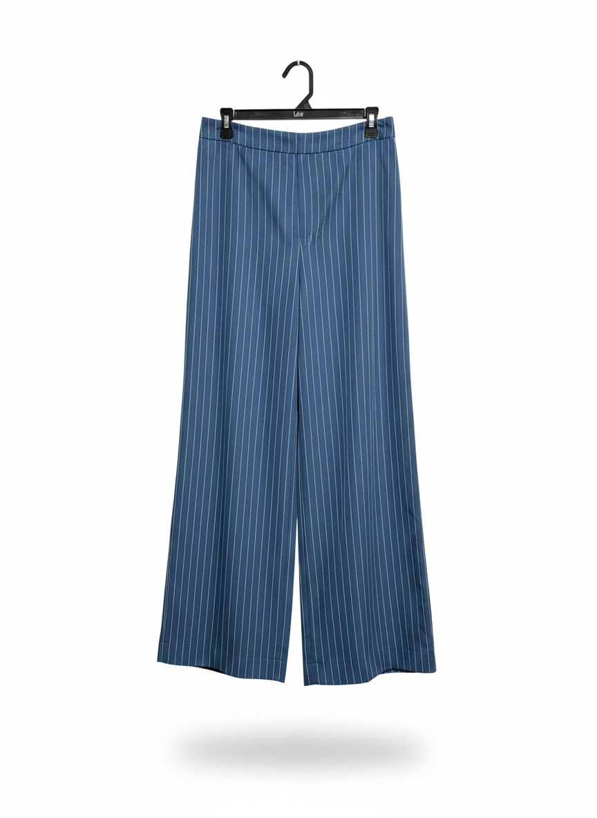 SHAREEN |L| WAIST 30| ERMANNO SCERVINO PINSTRIPED PALAZZO TROUSERS