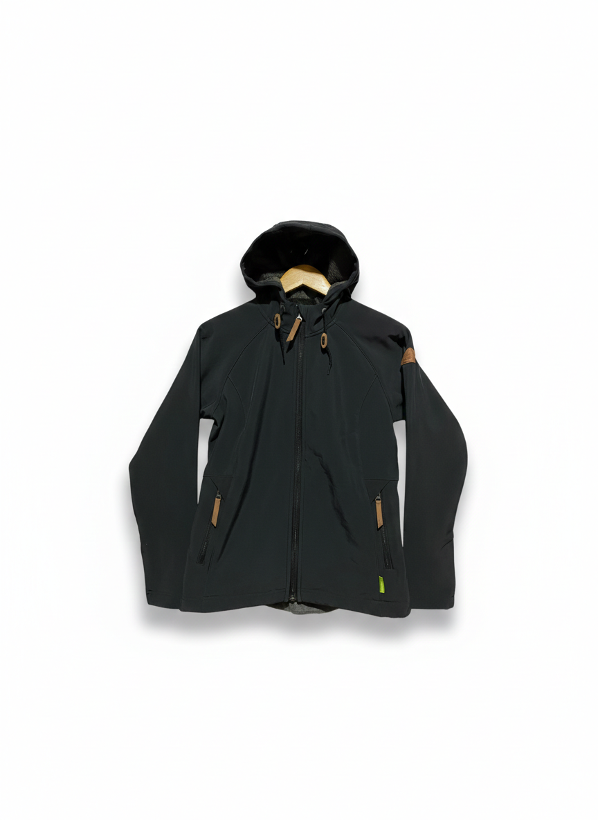 KATHMANDU |M| BUST 19| PREMIUM BLACK SOFTSHELL HOODED JACKET
