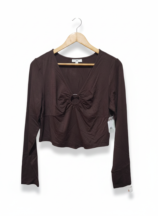 BP NORDSTORM|XL|BUST 18.5|Dark Brown Ring Detail Cut Out Long Sleeve Top