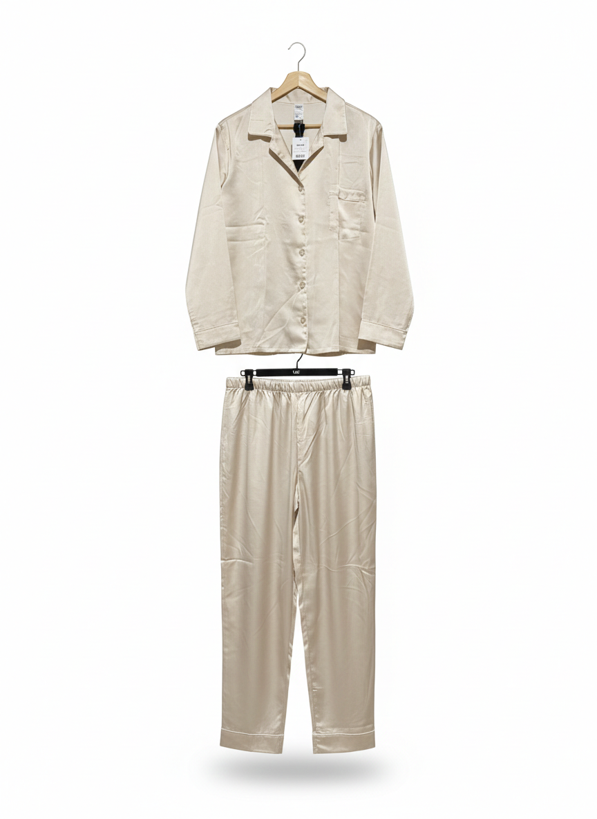 ANKO |L| ELEGANT TWO-PIECE SATIN PAJAMA SET, DESIGNED