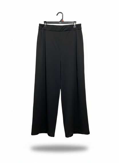 WOMEN'S HIGH-WAISTED WIDE-LEG PLEATED TROUSERS IN BLACK |XL| WAIST 33|