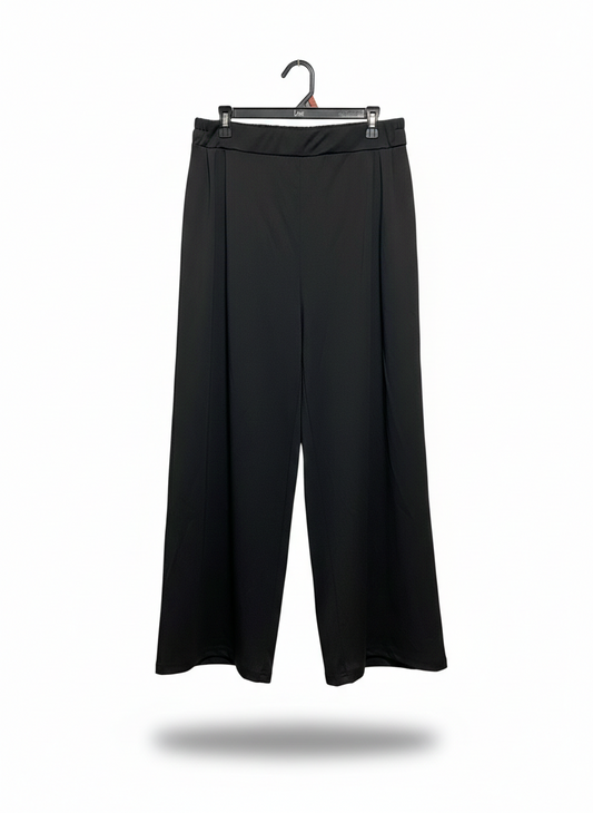 WOMEN'S HIGH-WAISTED WIDE-LEG PLEATED TROUSERS IN BLACK |XL| WAIST 33|