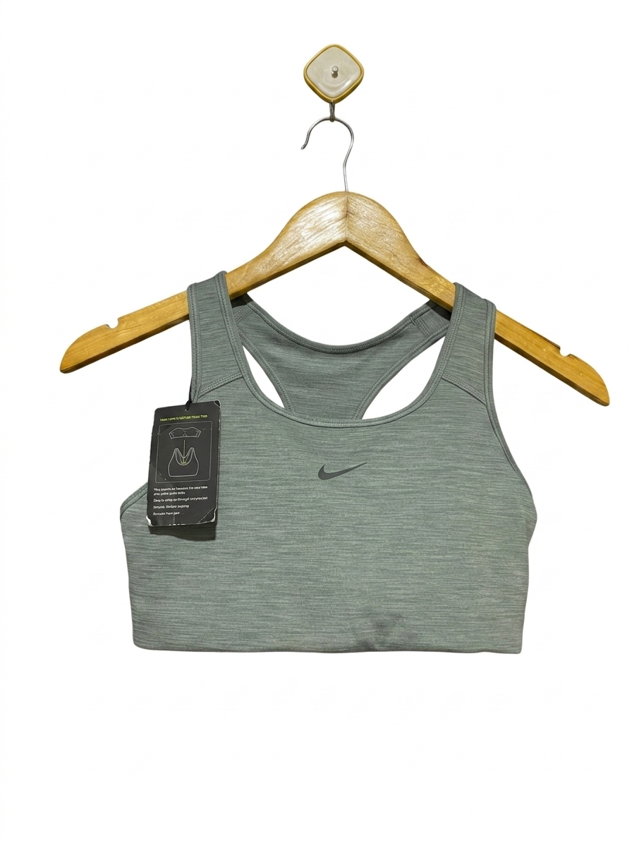 NIKE |M| BUST 13| B26| SAGE GREEN HEATHERED PERFORMANCE RACERBACK SPORTS BRA