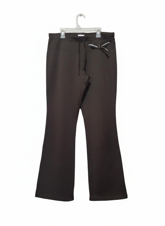 PAPAYA|L|WAIST 32|DARK COFFEE BROWN DRAWSTRING FLARE PANTS