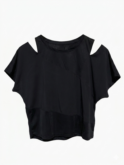 LULULEMON |M| BUST FREE| BLACK CUT-OUT SHORT SLEEVE ATHLETIC TOP