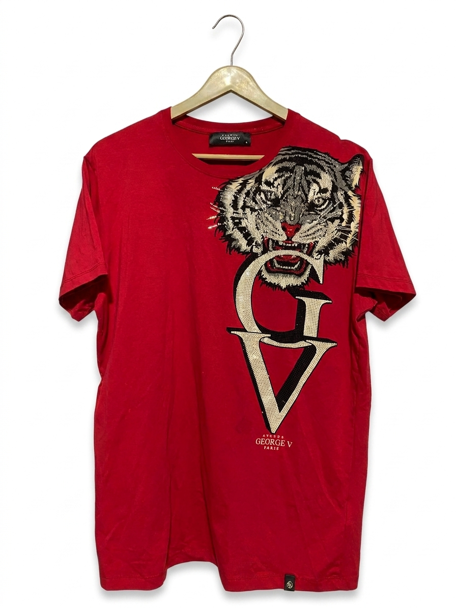 GEORGEV |L| BUST 21| B20| LUXURY RED TIGER GRAPHIC T-SHIRT
