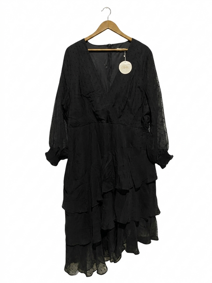 YOU ALL | XL | BUST 24 | B11| BLACK TEXTURED TIERED RUFFLE MAXI DRESS