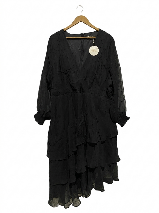 YOU ALL | XL | BUST 24 | B11| BLACK TEXTURED TIERED RUFFLE MAXI DRESS