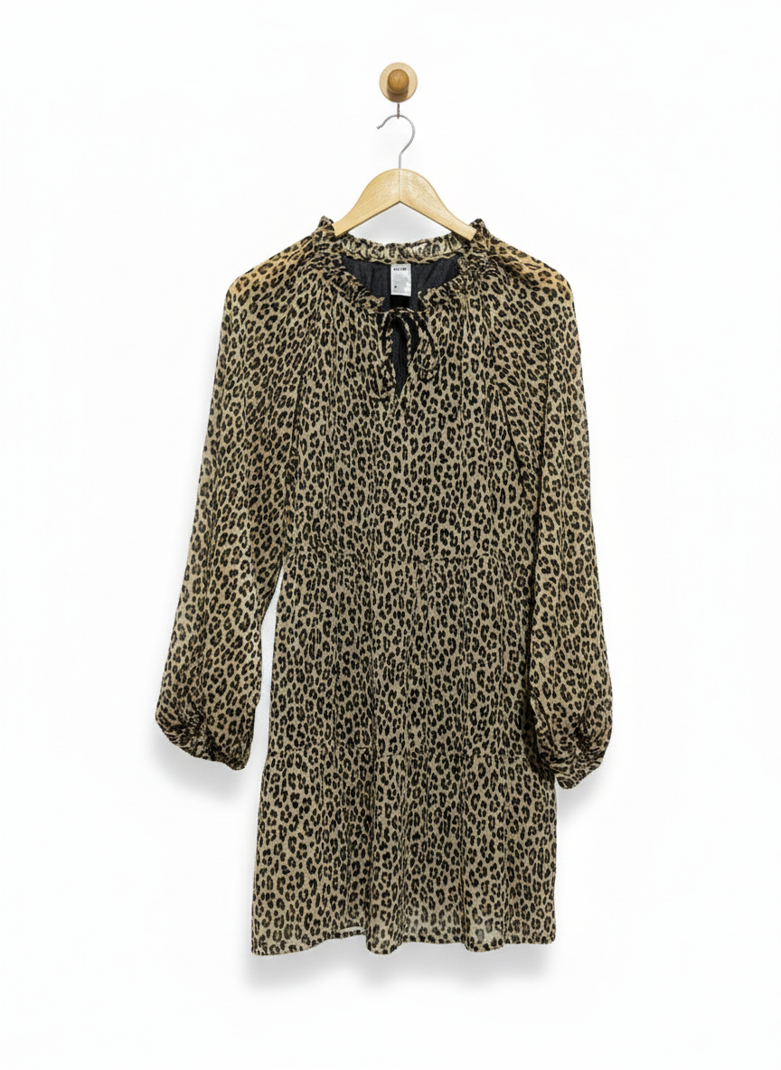 ANKO |L| BUST 20| RUFFLE NECK LONG SLEEVE TIERED DAY DRESS