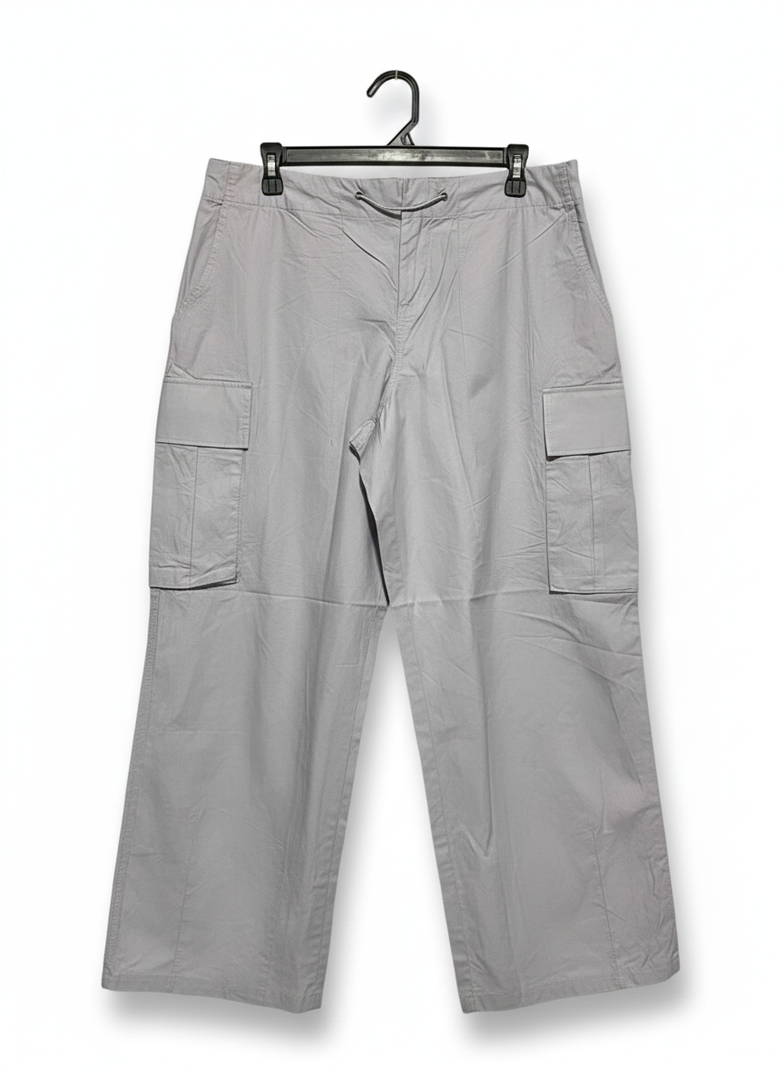 ANKO |XL| WAIST 34| CASUAL LIGHT GRAY WIDE-LEG CARGO PANTS - MULTI-POCKET UTILITY TROUSERS