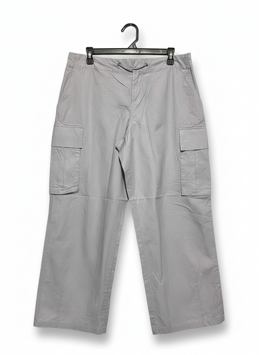 ANKO |XL| WAIST 34| C8|  CASUAL LIGHT GRAY WIDE-LEG CARGO PANTS - MULTI-POCKET UTILITY TROUSERS