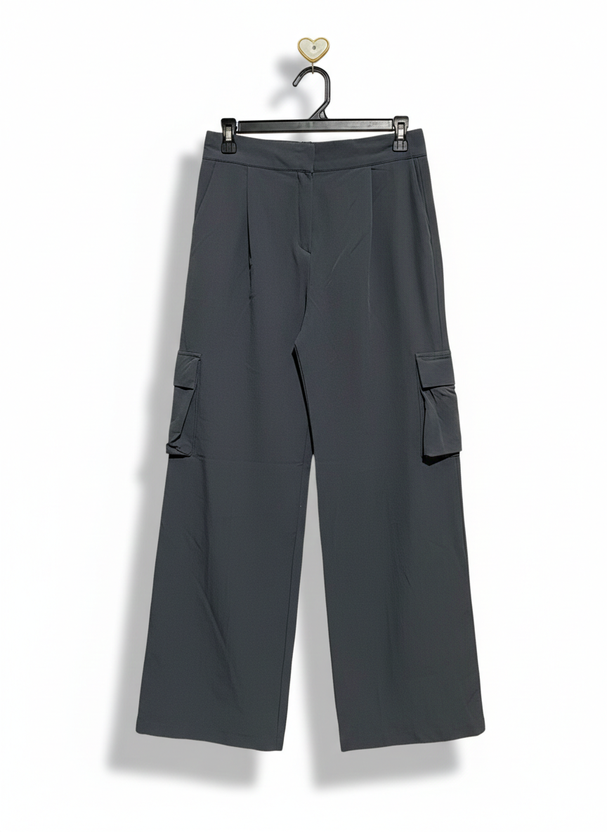 MONOPOLY |M| WAIST 28| PREMIUM CHARCOAL GREY WIDE-LEG CARGO TROUSERS