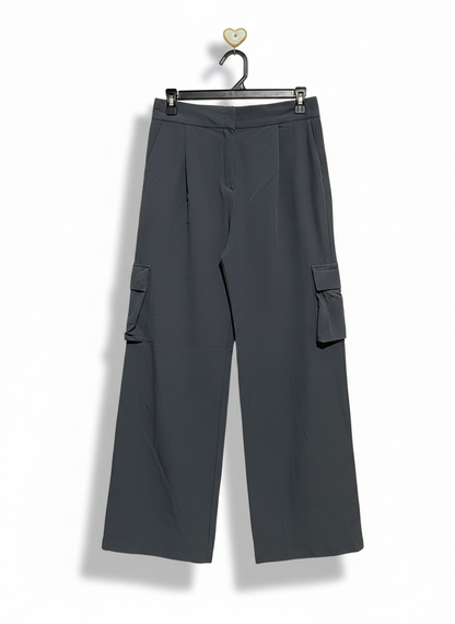 MONOPOLY |M| WAIST 28| PREMIUM CHARCOAL GREY WIDE-LEG CARGO TROUSERS