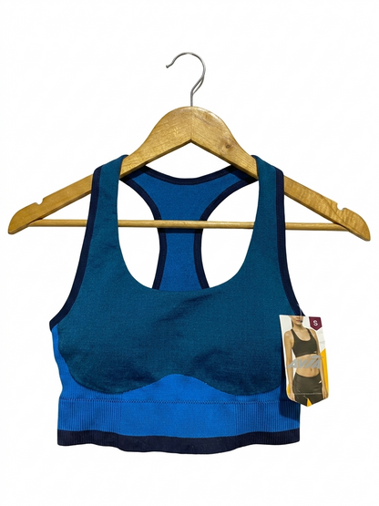 AVIA |S| BUST 12| B26| BLUE SEAMLESS RACERBACK SPORTS BRA WITH RIBBED UNDERBAND