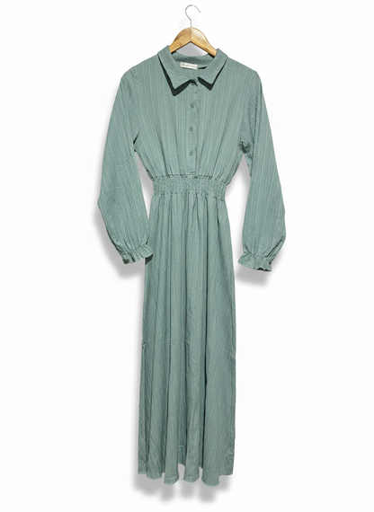 MALIBU |M| BUST 15| C3| ELEGANT SAGE GREEN TEXTURED MAXI DRESS