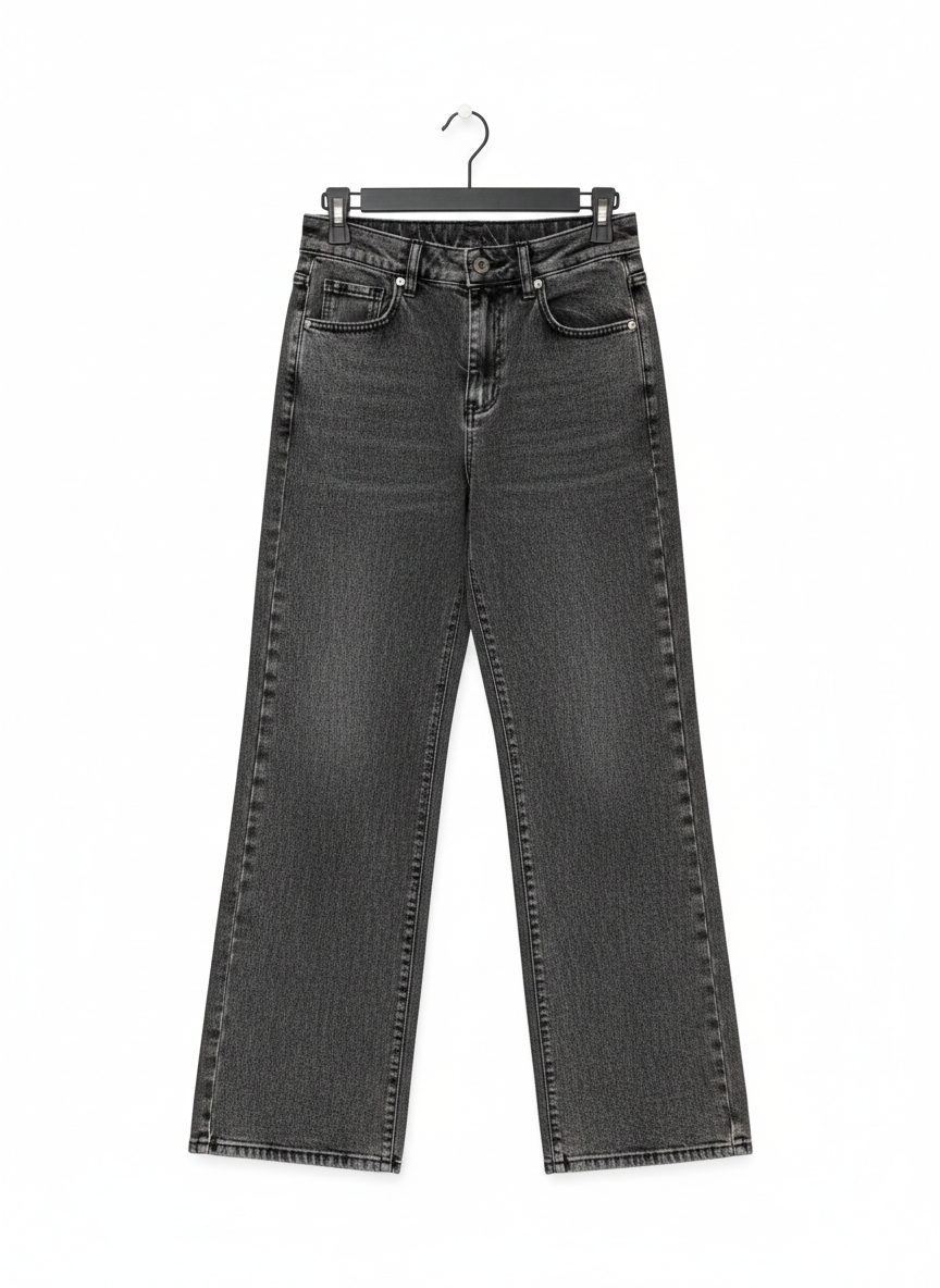 Black Washed, High-Waisted, Straight-Leg Jeans |S| WAIST 26|