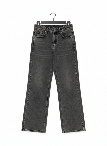 Black Washed, High-Waisted, Straight-Leg Jeans |S| WAIST 26|