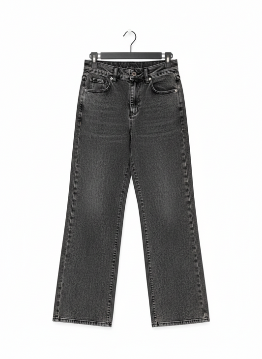 Black Washed, High-Waisted, Straight-Leg Jeans |S| WAIST 26|