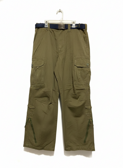 EXPLICIT |M| WAIST 32| Olive Green Wide-Leg Cargo Pants