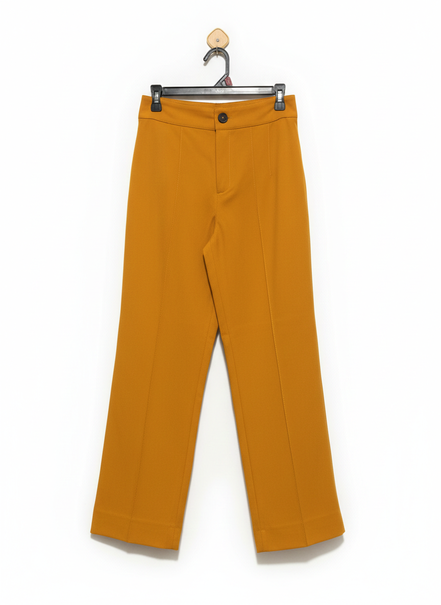 ZARA |XS| WAIST 28| WOMEN'S HIGH-WAISTED STRAIGHT-LEG TROUSERS - MUSTARD YELLOW