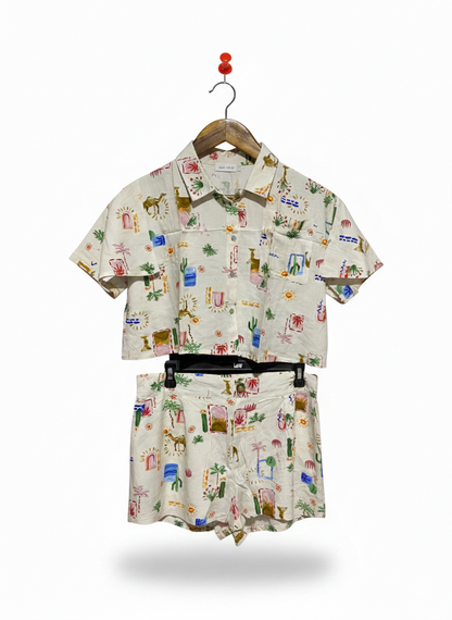 IRIS MAXI |XL| GLOBETROTTER CROPPED CAMP COLLAR SHIRT AND SHORTS SET