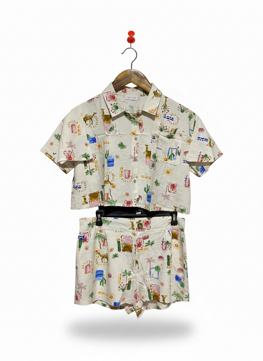 IRIS MAXI |XL| GLOBETROTTER CROPPED CAMP COLLAR SHIRT AND SHORTS SET