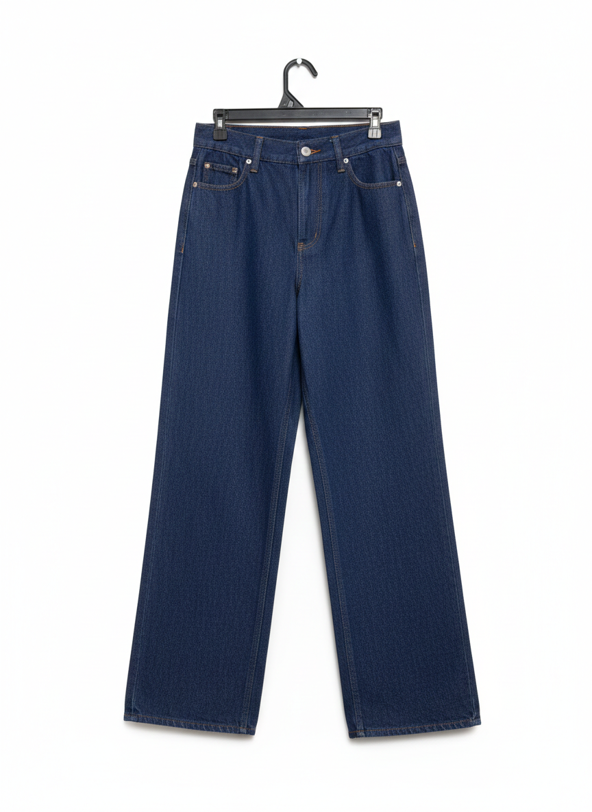 PEPPERMAYO |M| WAIST 28| Dark Blue, High-Waisted, Wide-Leg Denim Jeans