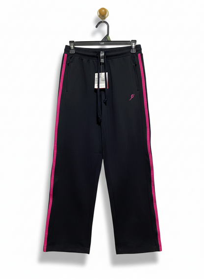 ENERGETIKS |M| WAIST 27| WOMEN'S BLACK WIDE-LEG TRACK PANTS WITH CONTRAST SIDE STRIPES