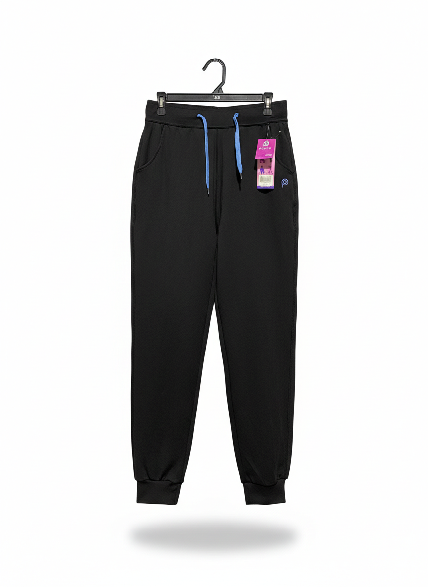 POP FIT|M|WAIST 30|BLACK JOGGERS WITH BLUE DRAWSTRING