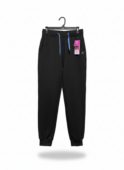 POP FIT|M|WAIST 30|BLACK JOGGERS WITH BLUE DRAWSTRING