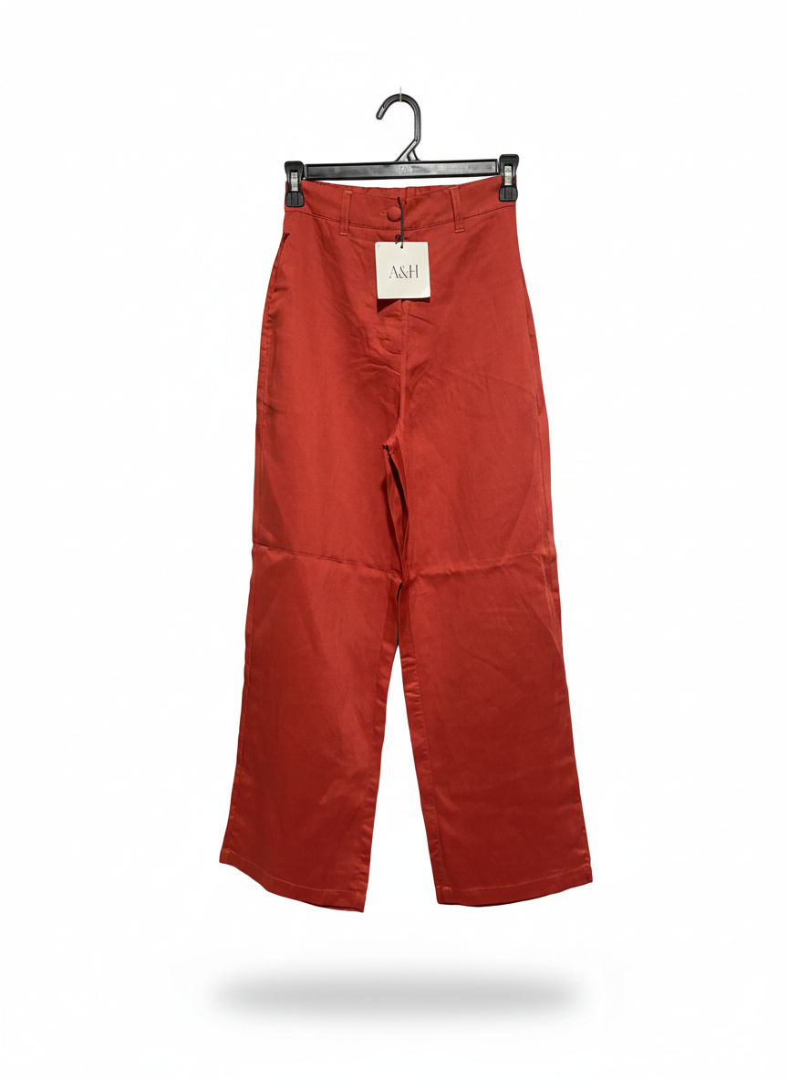 ATMOS & HERE |S| WAIST 24| BRICK RED WIDE-LEG TROUSERS