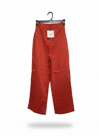 ATMOS & HERE |S| WAIST 24| BRICK RED WIDE-LEG TROUSERS