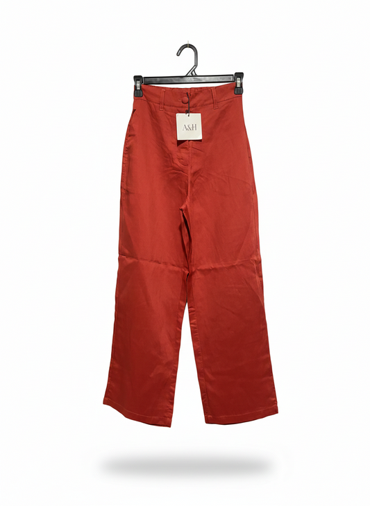 ATMOS & HERE |S| WAIST 24| C8| BRICK RED WIDE-LEG TROUSERS