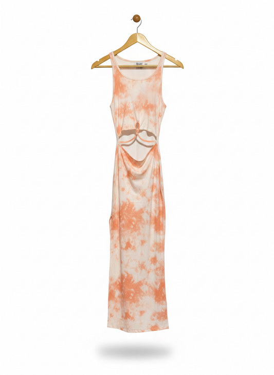 PRINCESS POLLY |S| BUST 12| SUMMER VIBE PEACH TIE-DYE MAXI DRESS