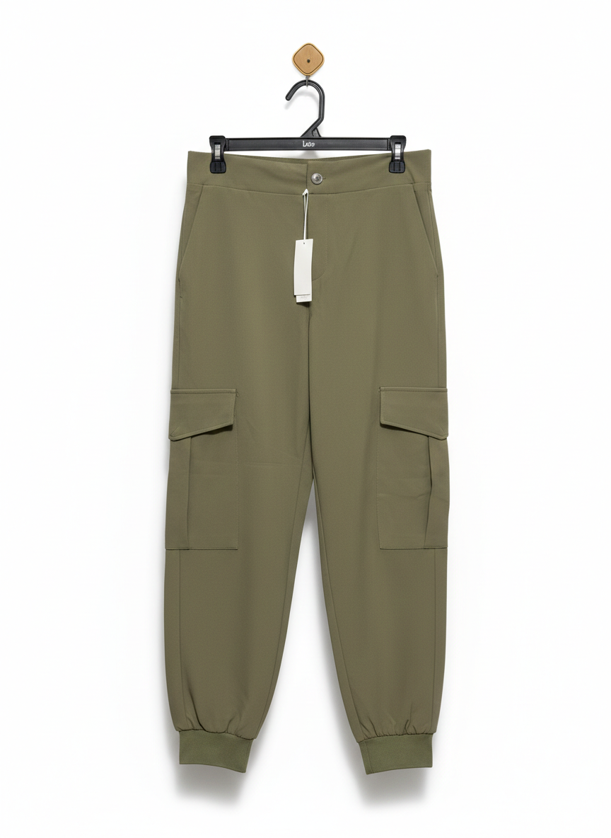 ZARA |L| WAIST 30| PREMIUM OLIVE GREEN CARGO JOGGER PANTS WITH ELASTIC CUFFS