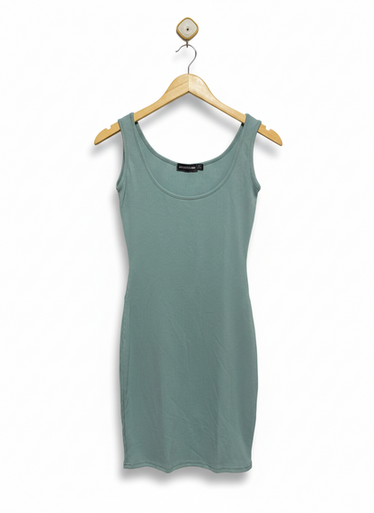PRETTYLITTLE THING |S| BUST 14| Lead Grey Ribbed Bodycon Dress