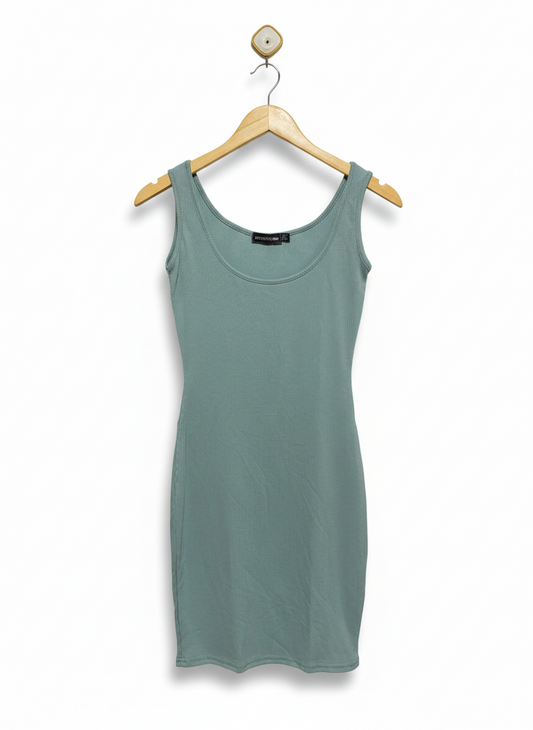PRETTYLITTLE THING |S| BUST 14| Lead Grey Ribbed Bodycon Dress