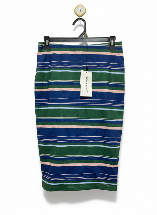 TOP SECRET WOMAN |M| WAIST 28| C6| TOP SECRET MULTICOLOR STRIPED MIDI PENCIL SKIRT