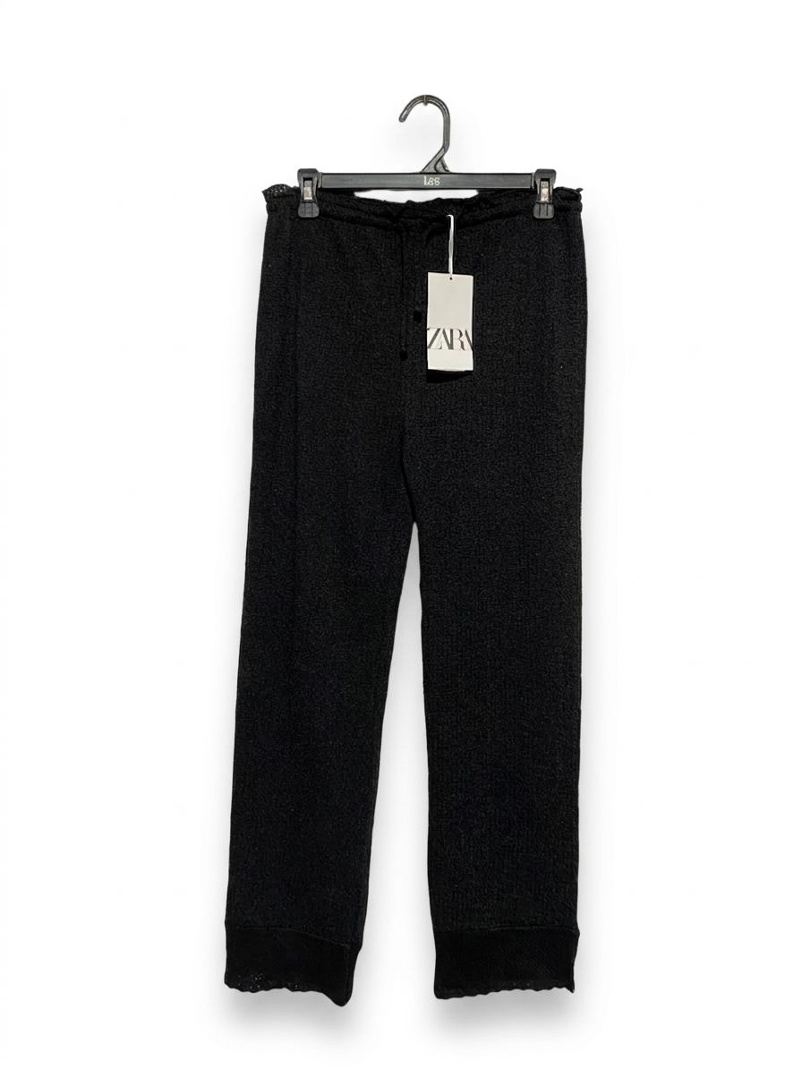 ZARA |L| WAIST 30| B5| KNIT BLACK TEXTURED LOUNGE PANTS NEW WITH TAGS