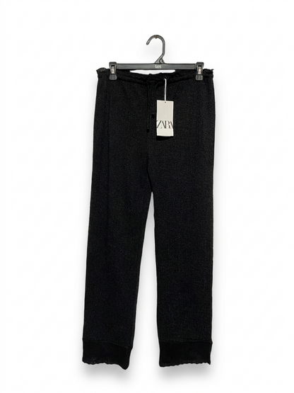 ZARA |L| WAIST 30| B5| KNIT BLACK TEXTURED LOUNGE PANTS NEW WITH TAGS
