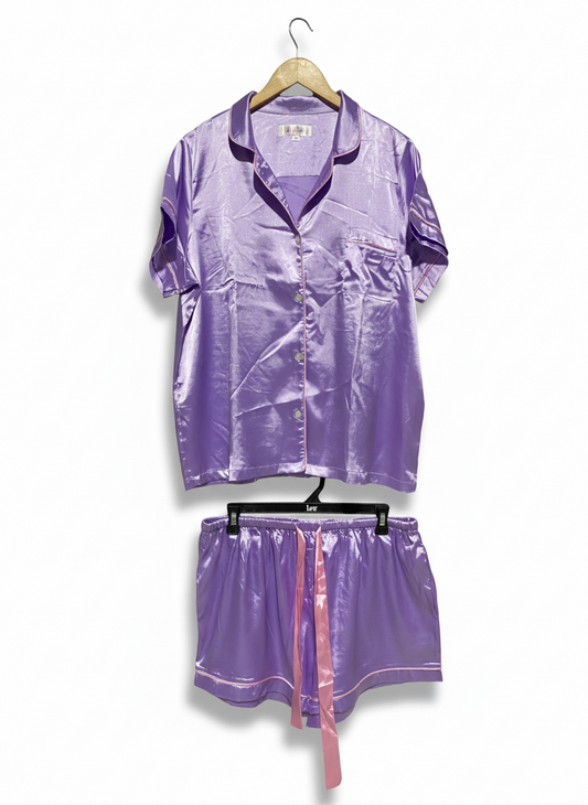 SWEET THING |XL| WOMEN'S SATIN PYJAMA SHORT SET IN LAVENDER