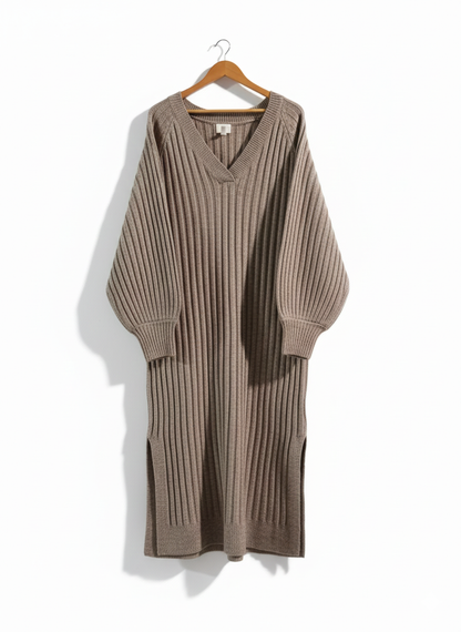H&M|M|BUST 22|BROWN CHUNKY RIBBED KNIT MIDI SWEATER DRESS