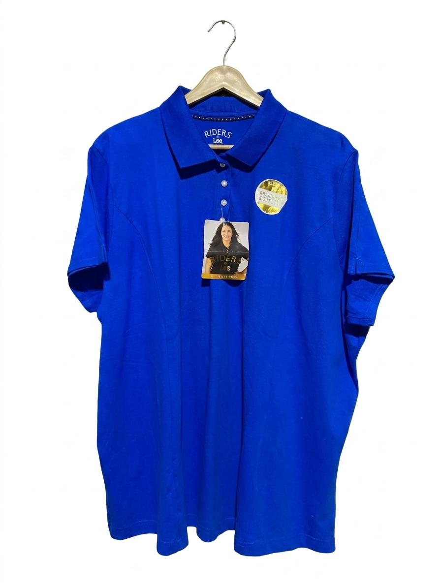 RIDERS | XXL| BUST 26| B11| BY LEE WOMEN’S SHORT SLEEVE POLO SHIRT – ROYAL BLUE