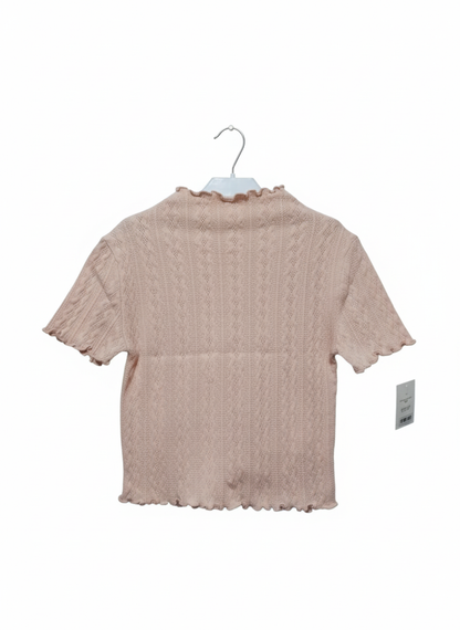 FOREVER21 Pink Ribbed Cropped t-Shirt With Frill
